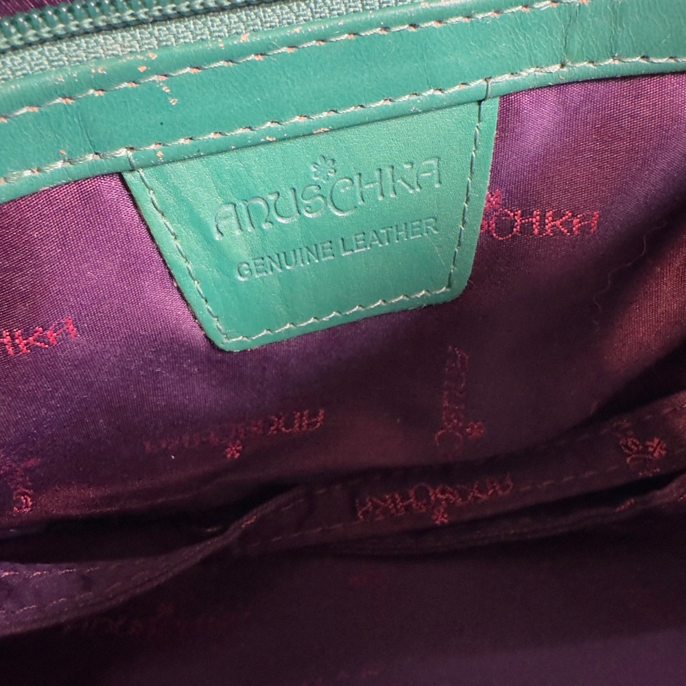 Anuschka Green Hand-Painted Bird Crossbody Bag - Picture 6 of 12